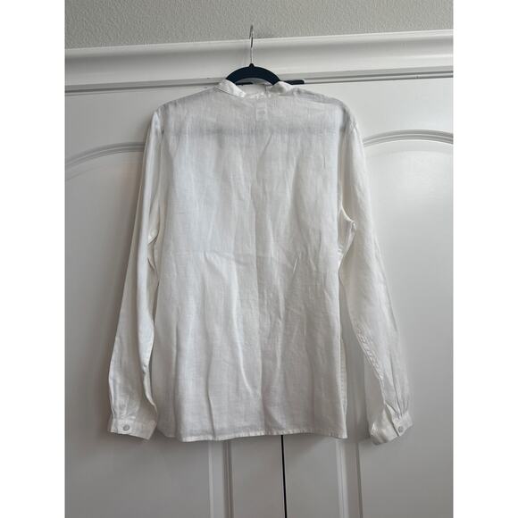 Coldwater Creek  Size Large 100% Linen Pleaded Button Down Long Sleeve Blouse - Picture 7 of 7